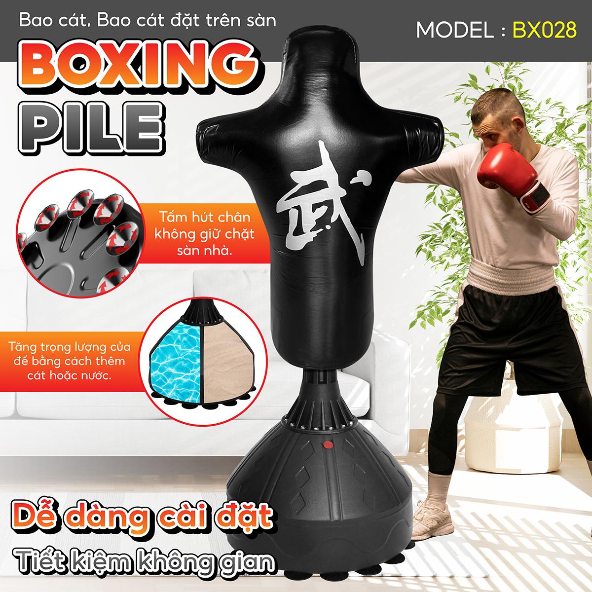 BG Trụ Đấm Bốc BG028 - Đen Tự Cân Bằng Cao Cấp BOXING PILE, Bao Cát Đấm Bốc Võ Thuật,Trụ Hơi Đấm Bốc Phản Xạ