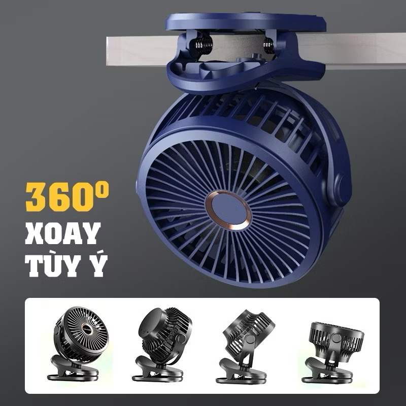 [HÀNG LOẠI ĐẸP]Quạt tích điện mini để bàn pin 10000mAh chạy 24 giờ liên tục 4 chế độ gió xoay 720 độ