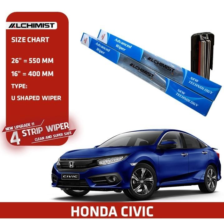 Gạt Mưa Xe Ô tô Honda Loại Silicon 4 Lưỡi Cao Cấp, Thiết Kế Thông Minh, Gạt Êm Và Sạch Hơn