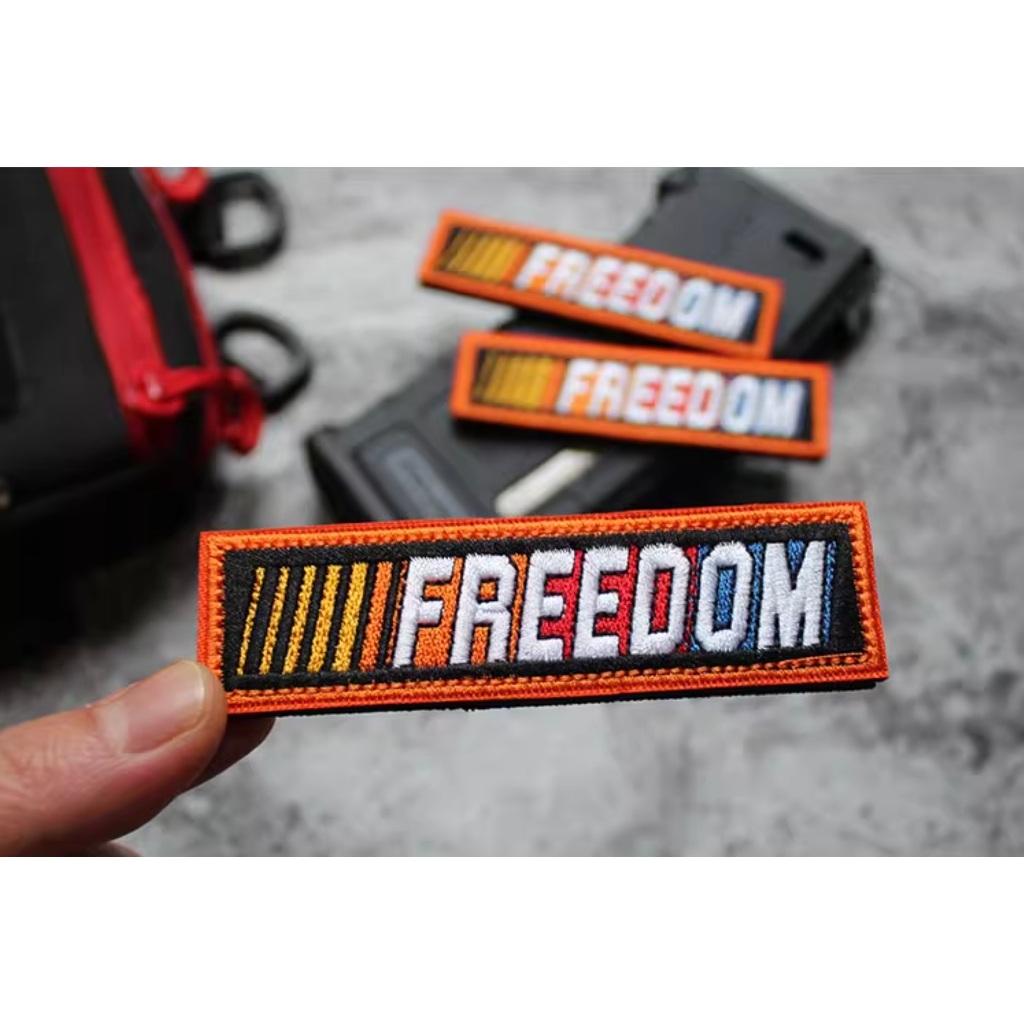 Patch_velcro vải FREEDOM &amp; LET'S GO dán ba lô_túi xách_quần áo