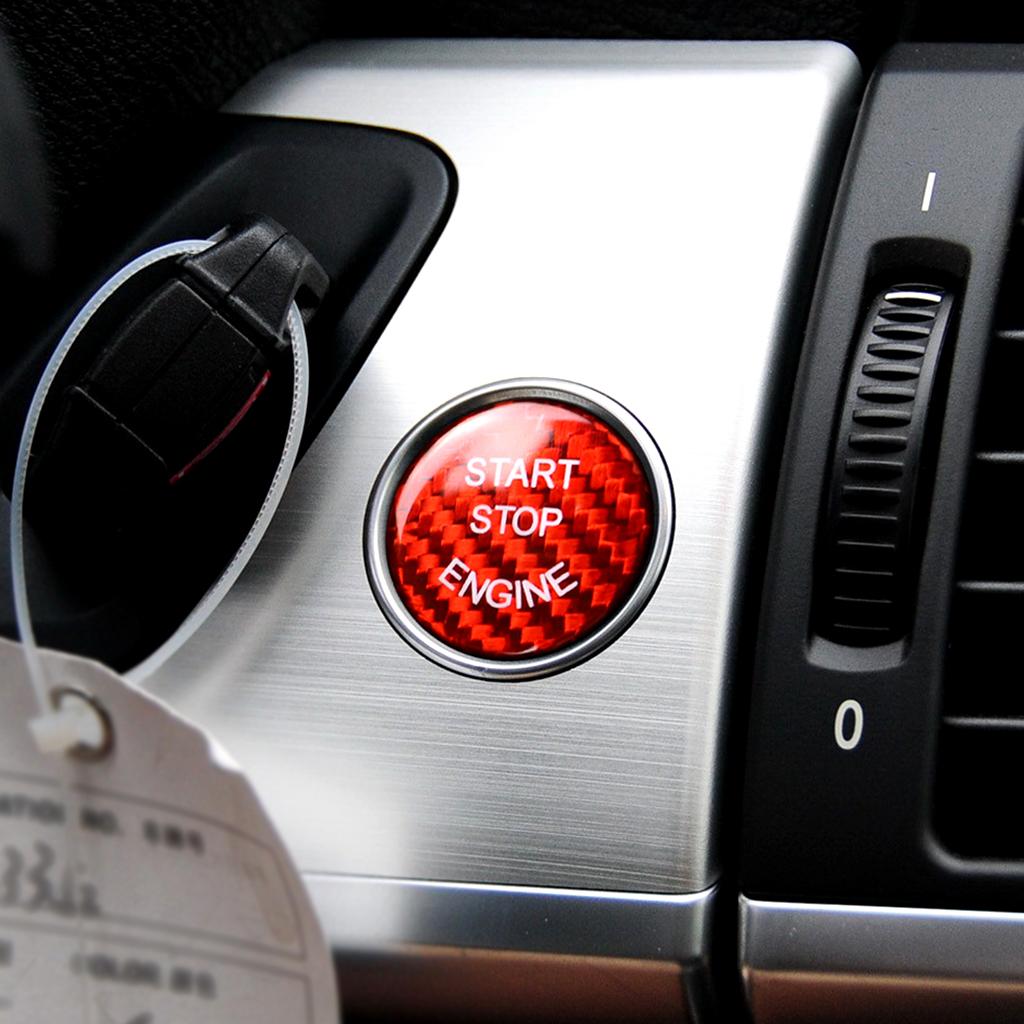 Carbon Fiber Car Engine Start Stop Switch Button Sticker Cover for  Red