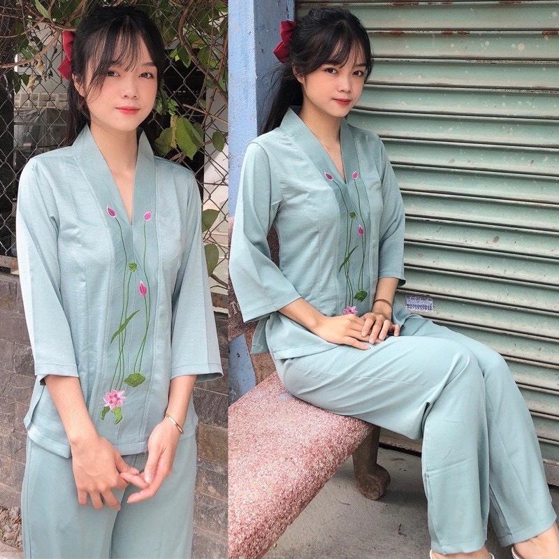 ĐỒ LAM ĐI CHÙA  Sen Lụa Pháp Cao Cấp