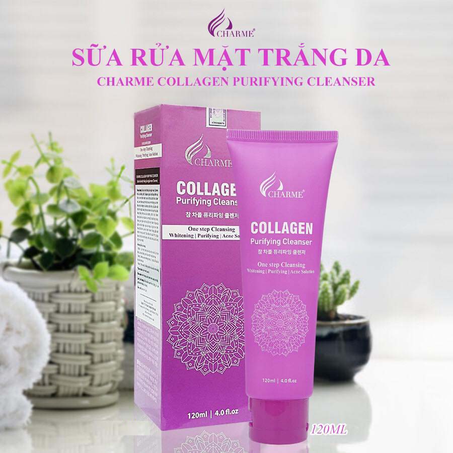 Sũa Rửa Mặt Collagen Trắng Da Ngừa Mụn Charme Collagen Purifying 120ml