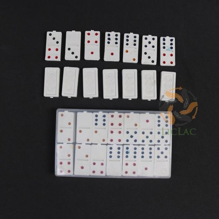 Hộp đồ chơi bộ cờ Domino giá rẻ màu Trắng Ngà có hộp đựng cờ - Bộ Chơi Cờ Giải Trí -