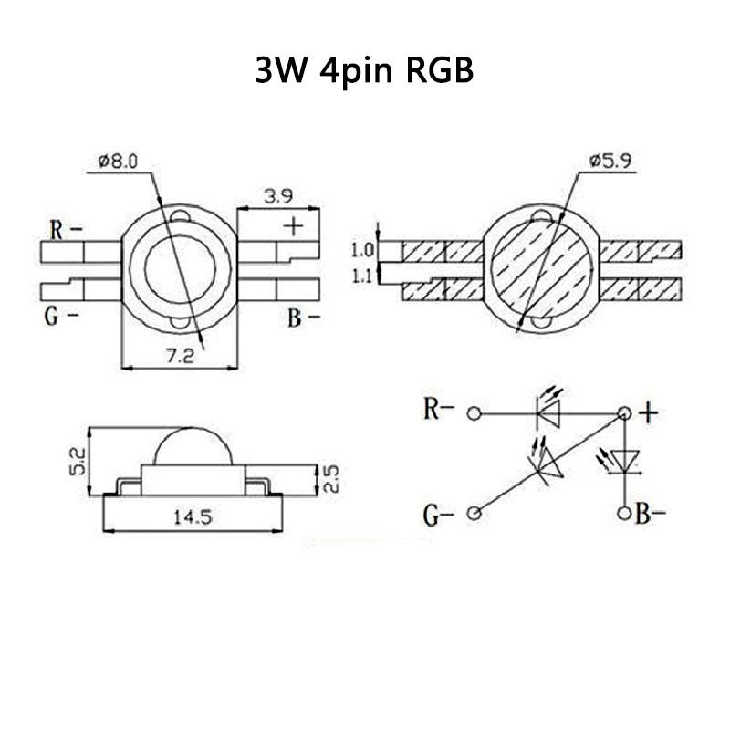Chip Đèn Led 3w Rgb 4 Pin 6 Pin Kèm Đế 20mm