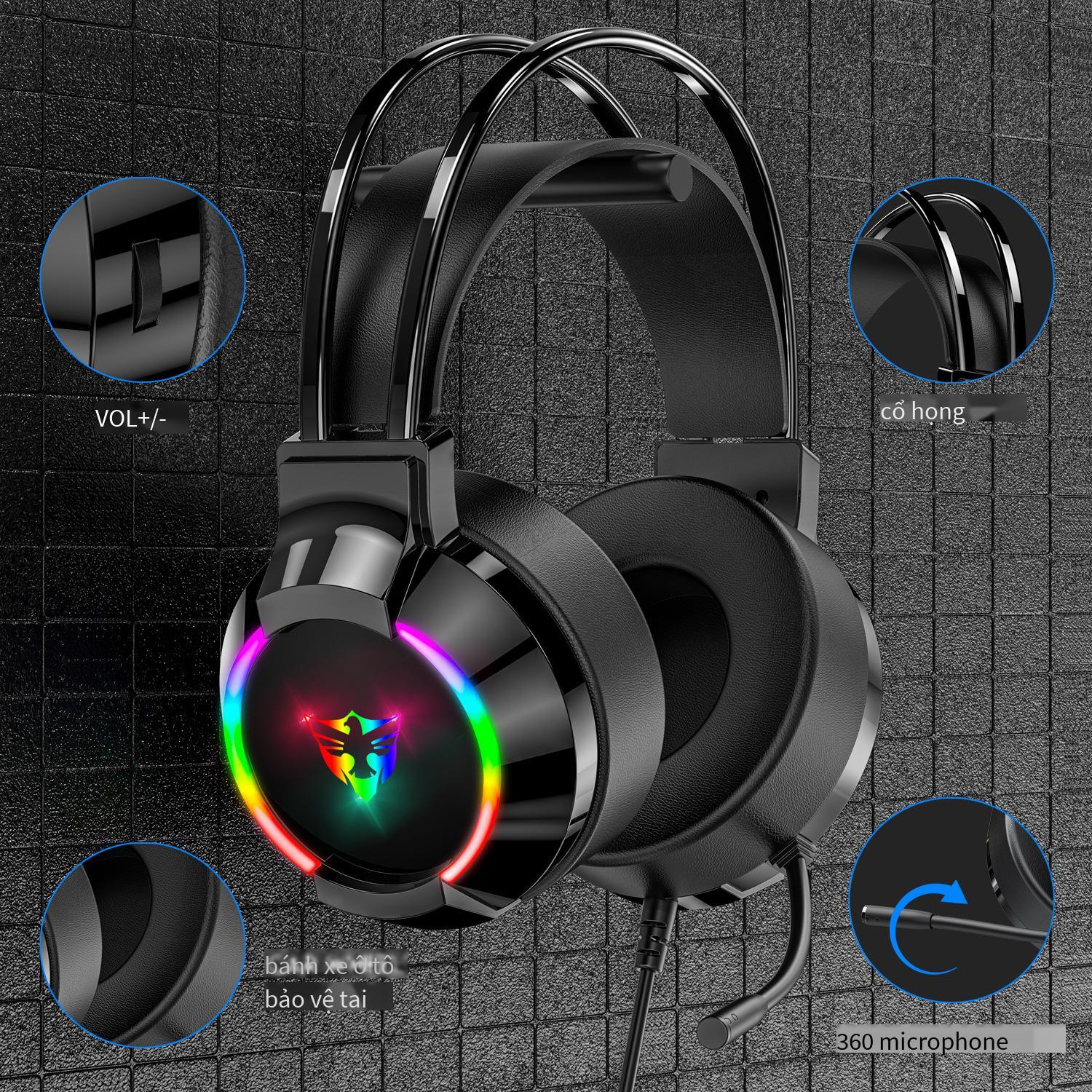 Khuyến mại tai nghe game G606 xách tay đấu điện đầu gà tai nghe chống ồn 7.1 nghe âm thanh và định vị tai nghe có dây