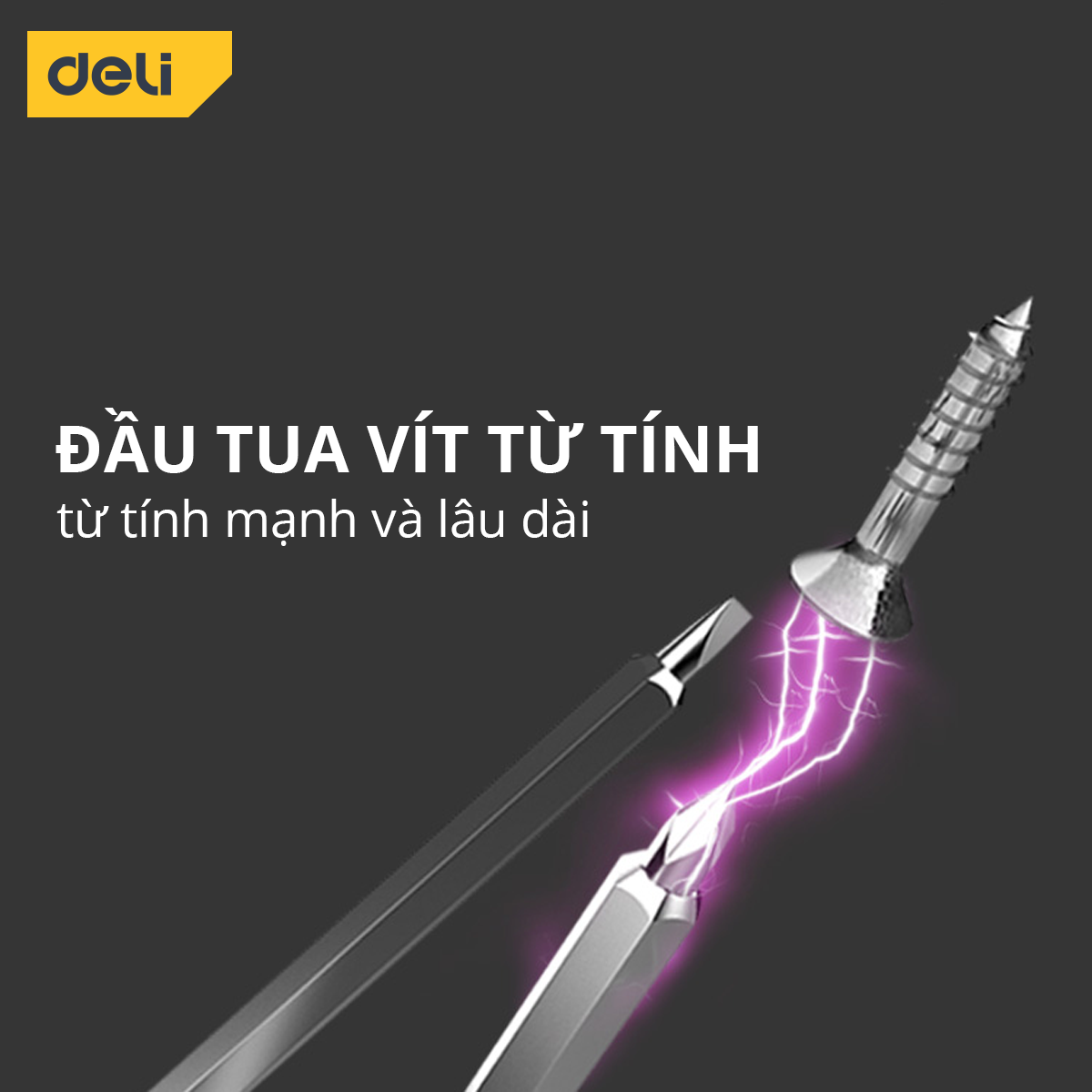 Tua Vít Đa Năng 2 Đầu Deli - Đầu Vít Từ Tính PH1 và 5.0 - Chất Liệu Thép CR-V Siêu Bền Chống Mòn, Gỉ