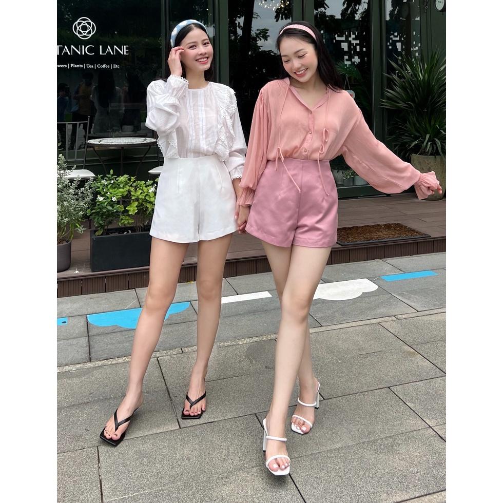 KIOBI - Quần shorts Cindy form lưng cao dáng cơ bản, 3 size S | M | L, có túi, vải kaki gân hồng - KIQS224139H