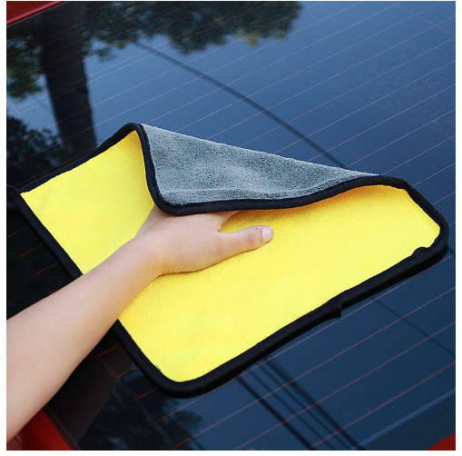Khăn Lau Xe Hơi Chuyên Dụng Microfiber 2 Lớp Không Rụng Lông, Thấm Hút Nước Tốt Màu Vàng cỡ 30x30cm GD749-KhanLXe