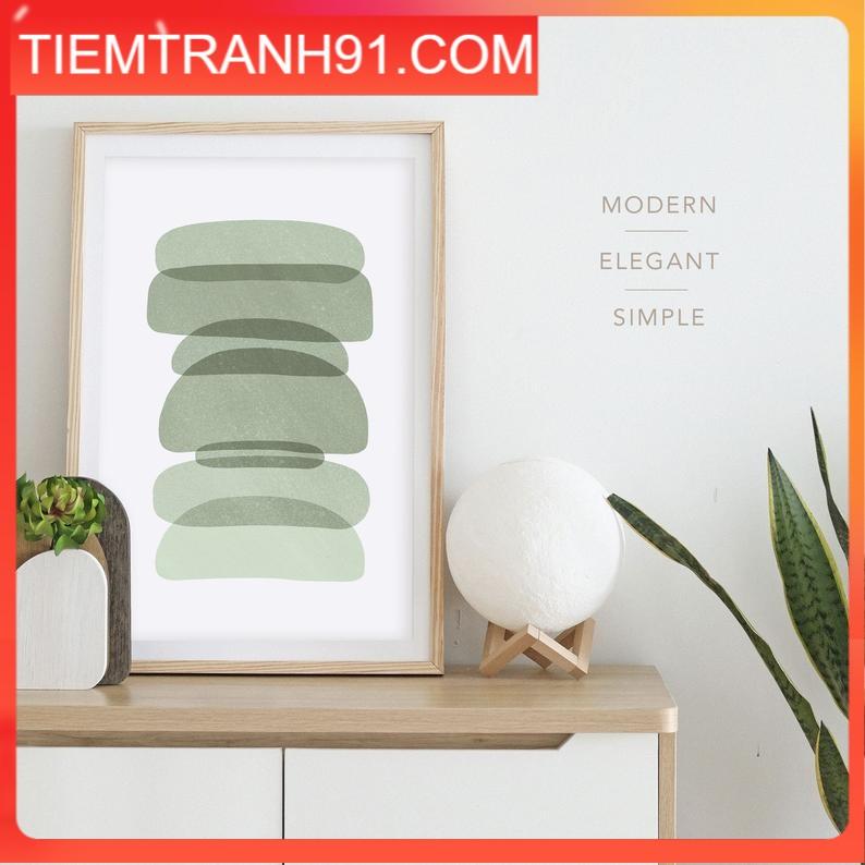 Tranh treo tường | Tranh trừu tượng - Modern green shapes ,minimalist wall art