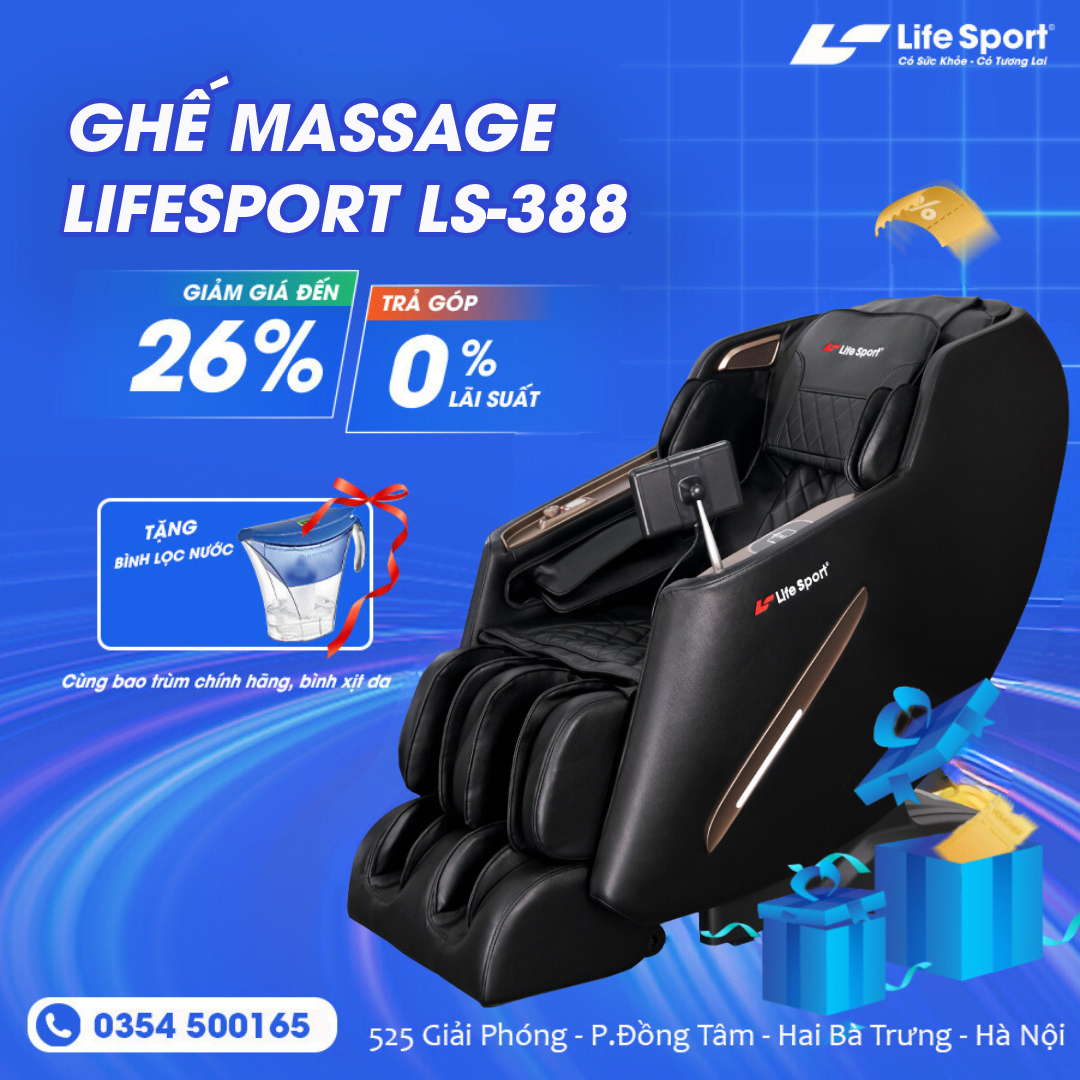 Ghế Massage Lifesport LS-388 - Massaege Toàn Thân, Êm Ái, Thoải Mái Bất Tận