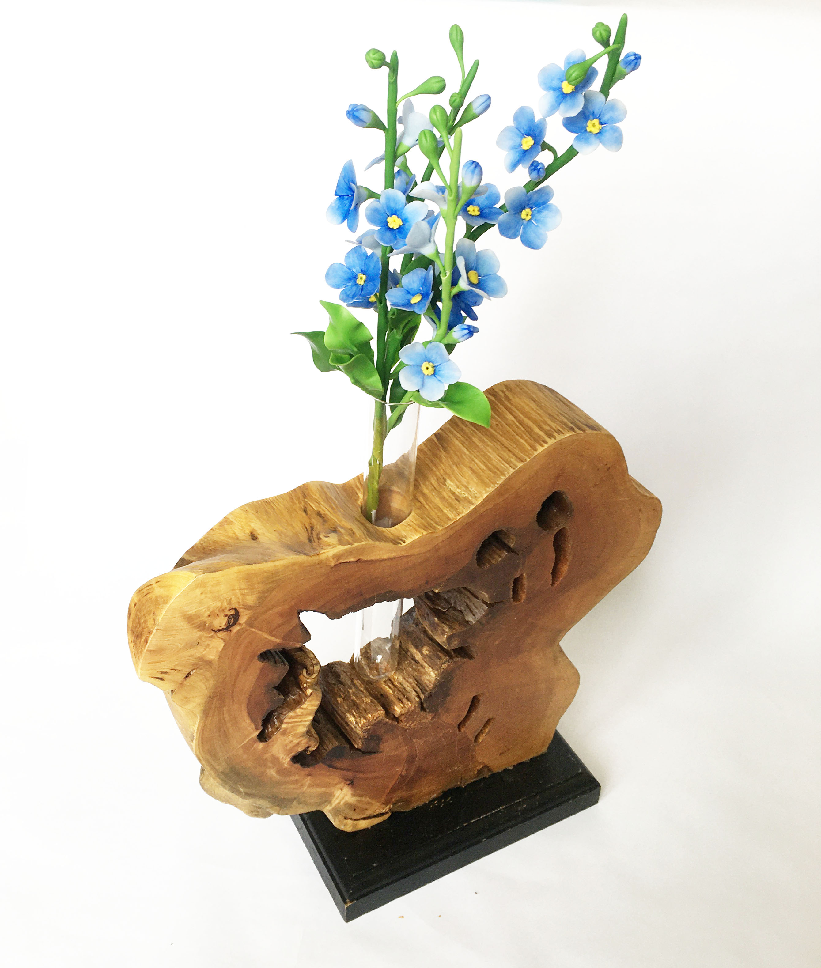 Set Bình hoa gỗ lũa có lọ thủy tinh và đế gỗ dùng cắm hoa, treo đèn, trang trí sang trọng (phát hình dáng ngẫu nhiên)