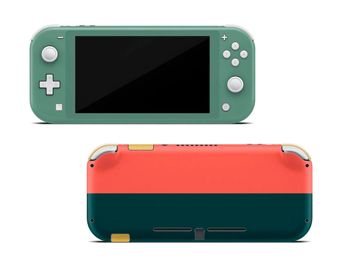 Skin decal dán Nintendo Switch Lite mẫu phối màu cam xanh (dễ dán, đã cắt sẵn)