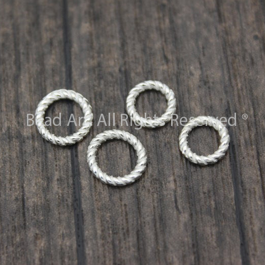 [1 Cái] 6MM Charm Khoen Tròn Khắc Hoa Văn Chéo Bạc 925, Jump Ring, Phụ Kiện Xỏ Vòng Tay Phong Thuỷ, Chuỗi Hạt, Bạc 925 - Bead Art