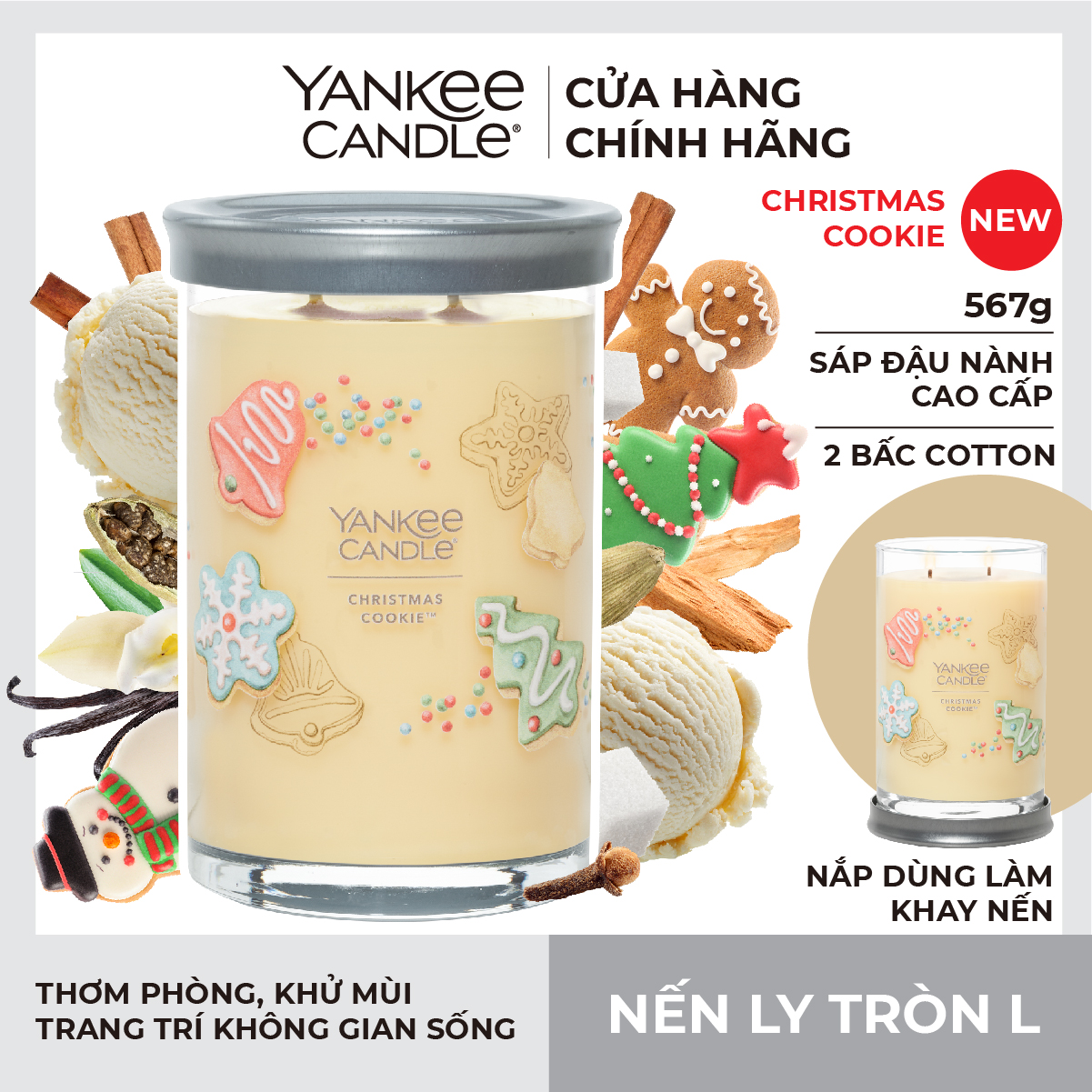 Nến ly tròn sáp đậu nành Yankee Candle size M (369g) - Pink Sands