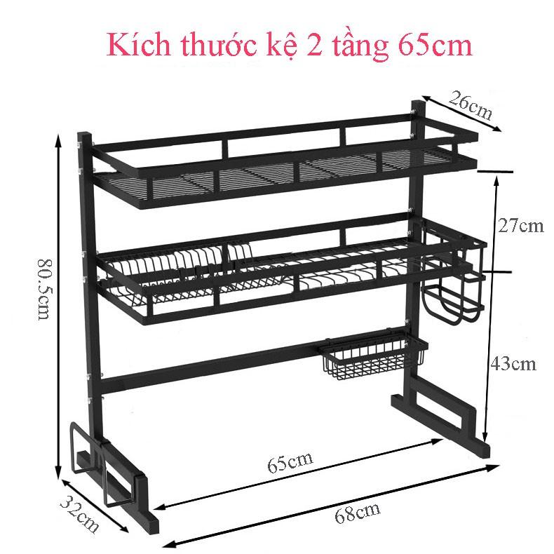Kệ Chén Bát Nhà Bếp Đa Năng 2 Tầng Đặt Trên Bồn Rửa Sơn Tĩnh Điện chống gỉ