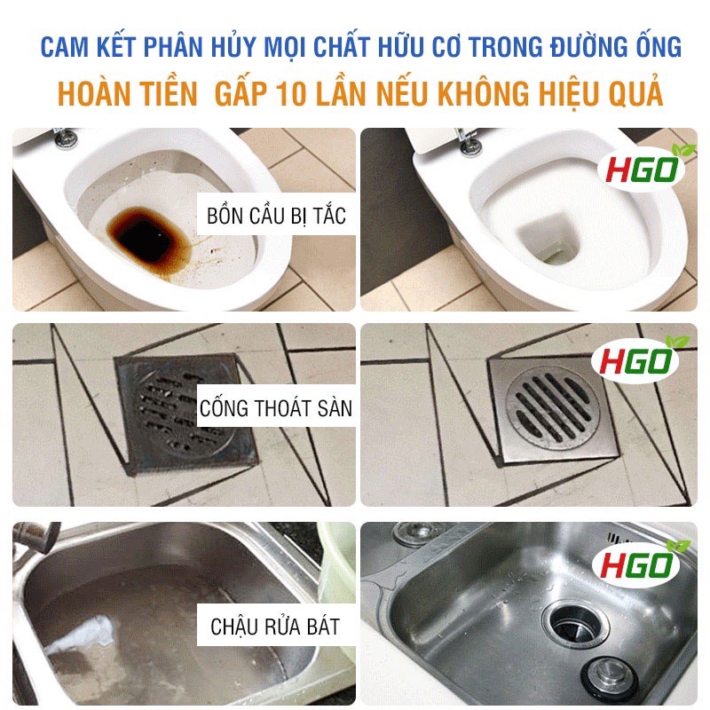 Bột thông cống HGO SUPER thông tắc bồn cầu, bồn rửa bát, đường ống cực mạnh, an toàn với đường ống - Hộp 250g