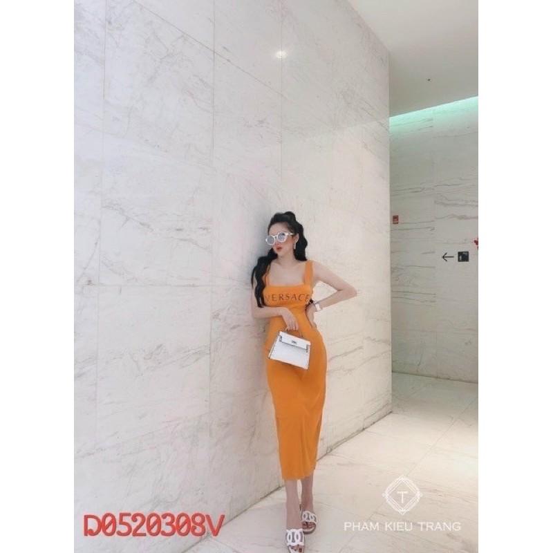 Đầm body dài qua gối 2 dây bản to chất thun borip cao cấp