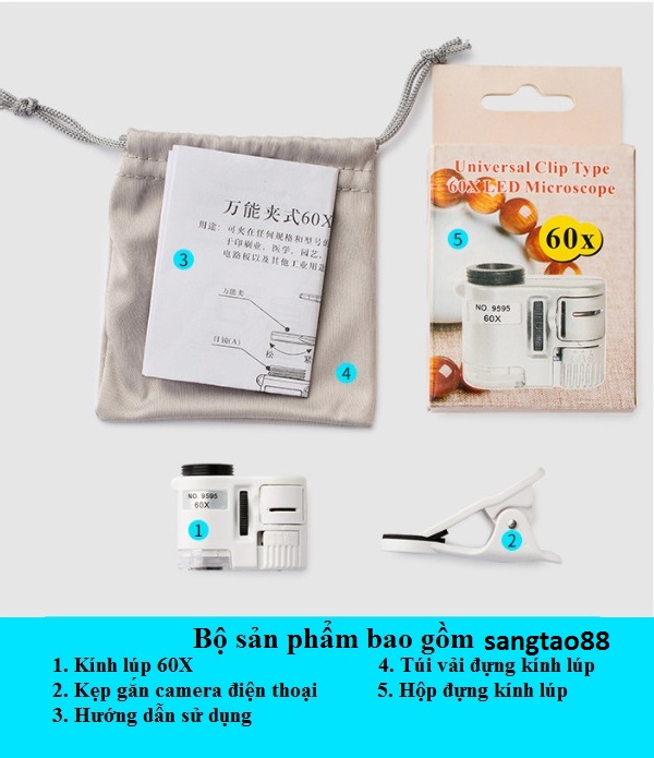 Kính lúp mini 60X kẹp điện thoại V2