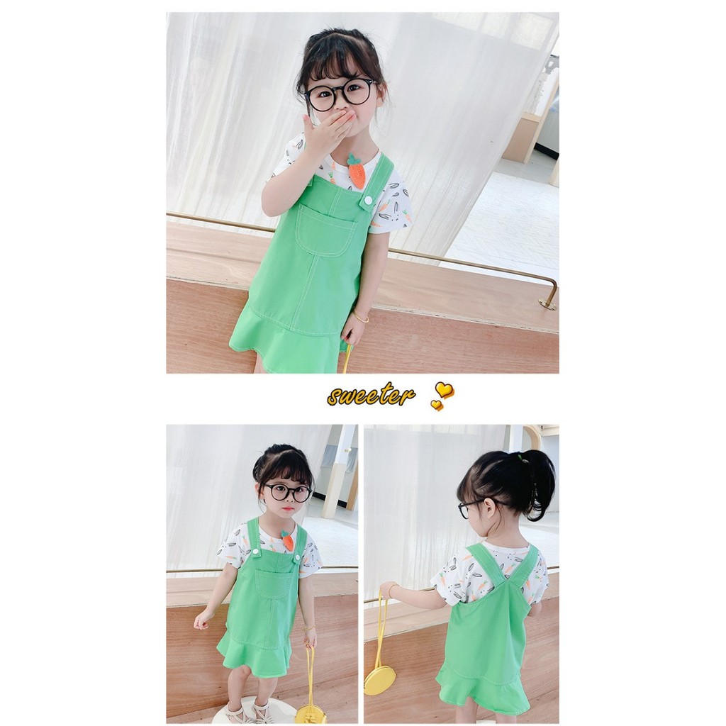 Set yếm đầm hình Cà rốt cho bé gái size 16-20kg hàng Quảng Châu cao cấp