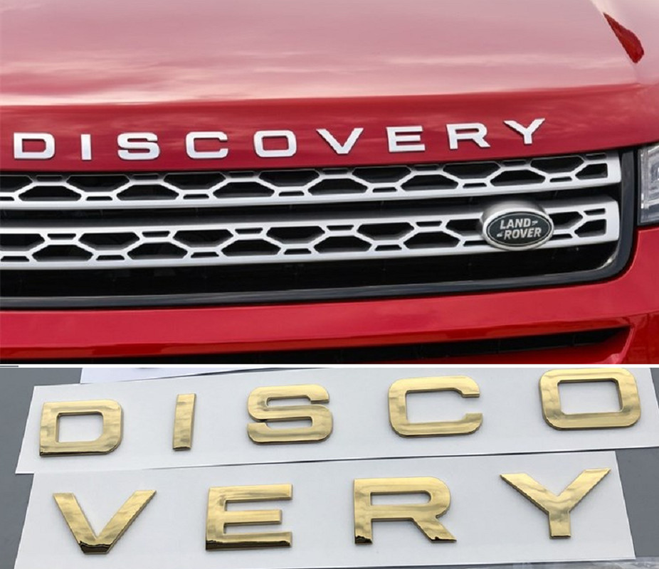 Decal Tem Chữ Discovery 3D Dán Trang Trí Ô Tô Màu Vàng AZONE