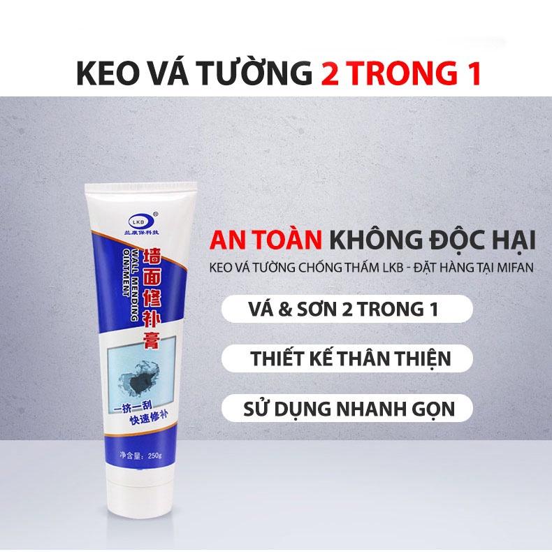 Keo Vá Tường Chống Thấm LKB 250gr TAIKOMI - Trám Trét Vết Nứt Khe Hở Tường - Chống Mốc Ẩm Làm Sạch Tường