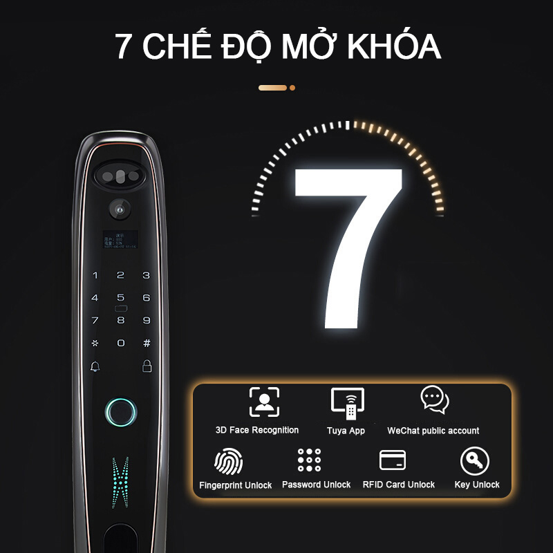 Khóa Cửa Nhận Dạng Khuôn Mặt 3D Thông Minh Wifi Điều Khiển Trên Ứng Dụng Tuya SHP-DL11F3