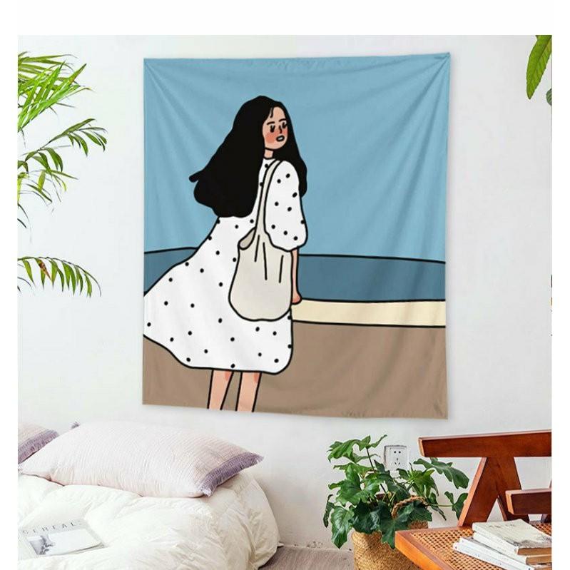 Tấm Thảm Treo Tường, Decor phong ngủ, size150x130cm, vải treo tường phòng ngủ
