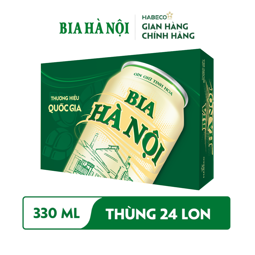 Bia Hà Nội Nhãn Xanh - Thùng 24 lon 330ml