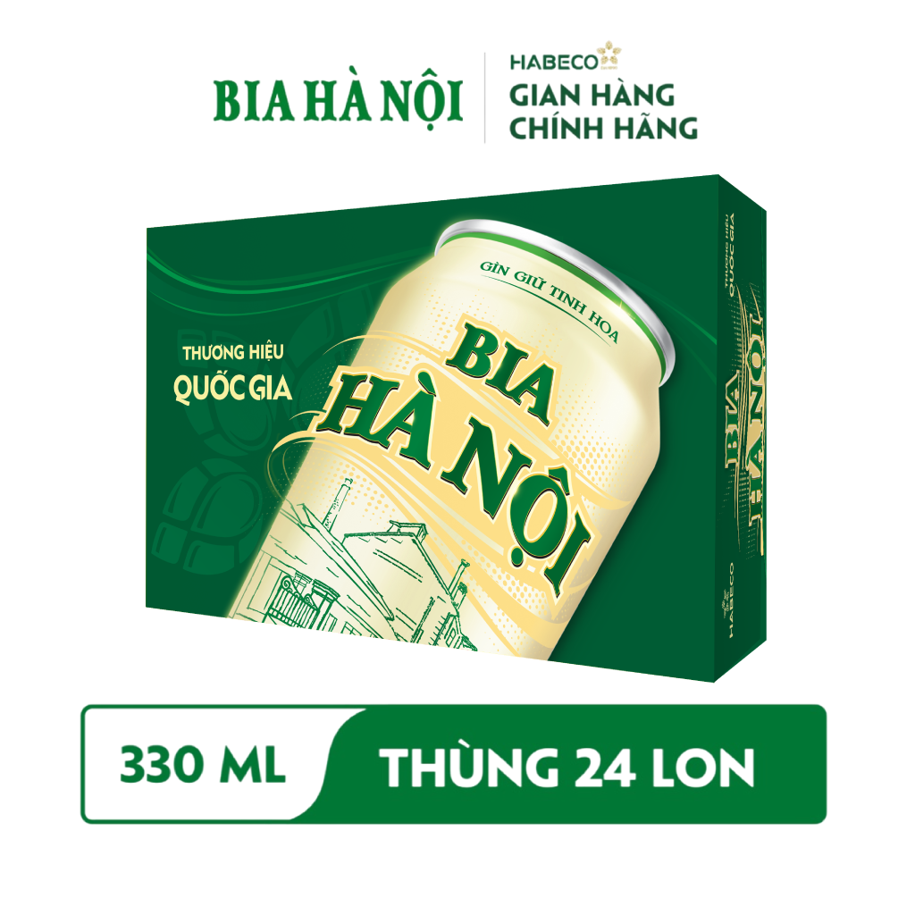 Bia Hà Nội Nhãn Xanh - Thùng 24 lon 330ml 