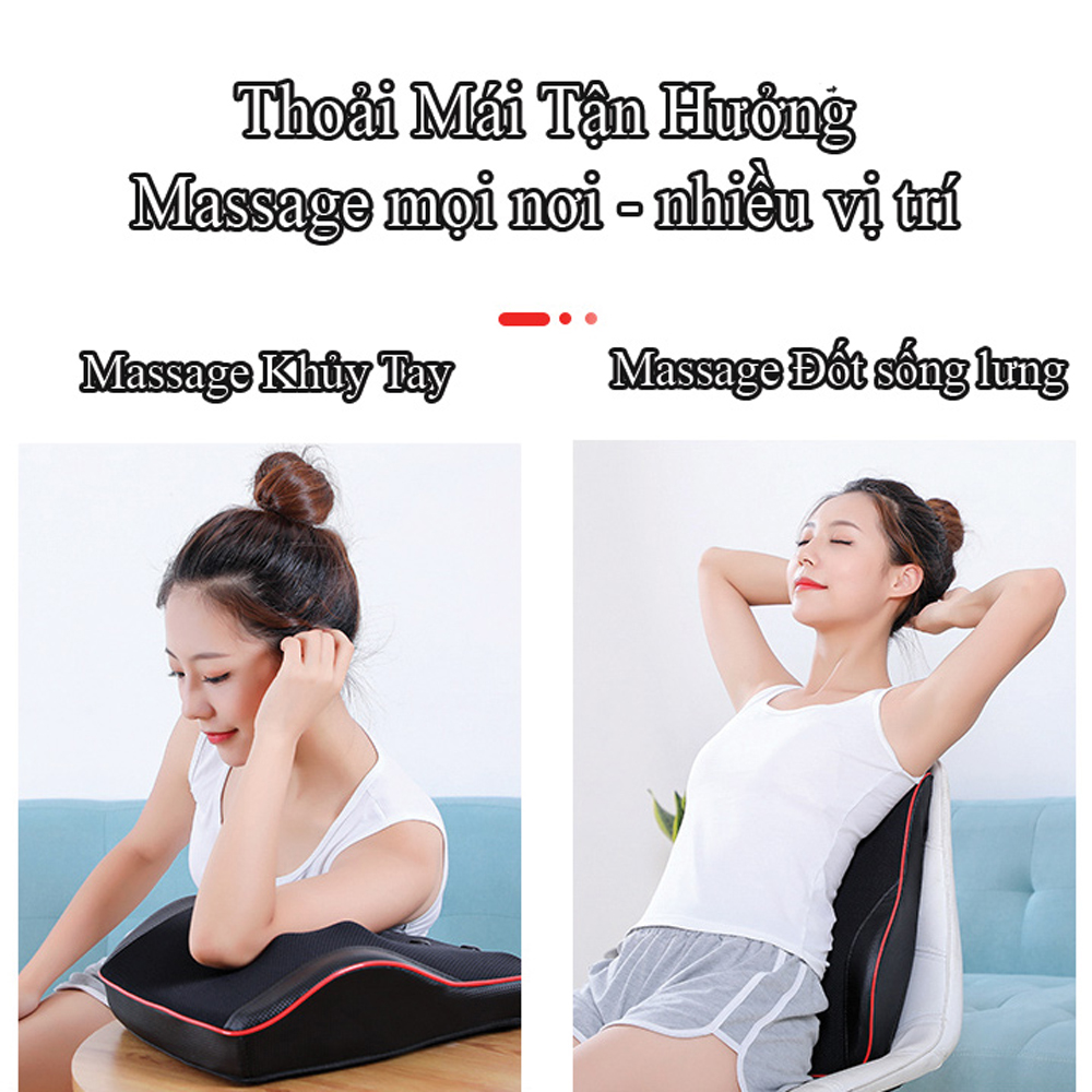 Gối Massage Đa Năng, Máy Mát xa Toàn Thân Nhiệt Hồng Ngoại - Chuyên Sâu Cho Cổ, Vai Gáy, Lưng Dưới, Đùi, Chân - Sử Dụng Tại Nhà, Văn Phòng, Trên Ô Tô - Quà Tặng Cho Bạn Bè, Người Thân- Hàng Nhập Khẩu