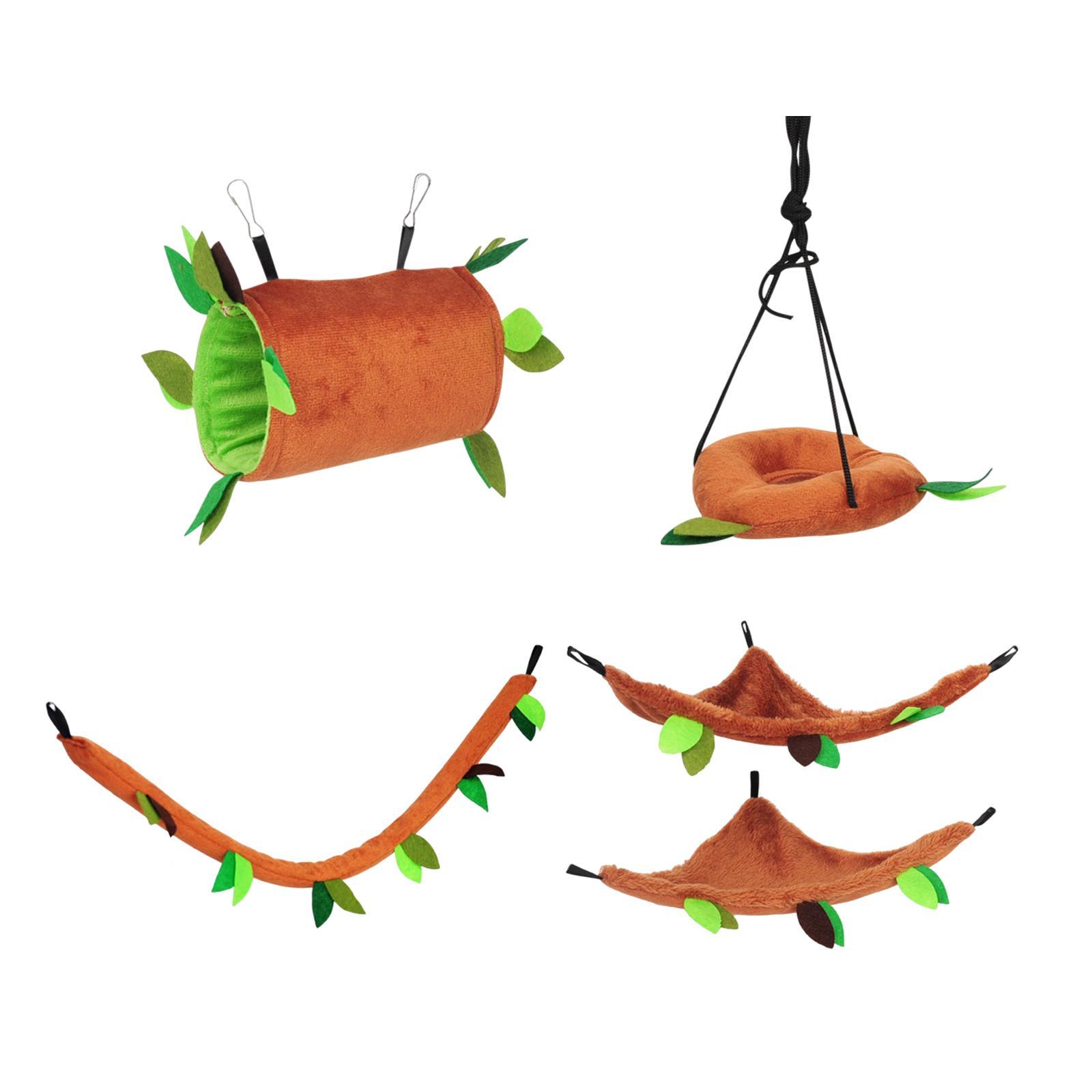 Plush Hamster Hammock Leaf Hanging Tunnel Cage for Ferret Squirrel Parrot