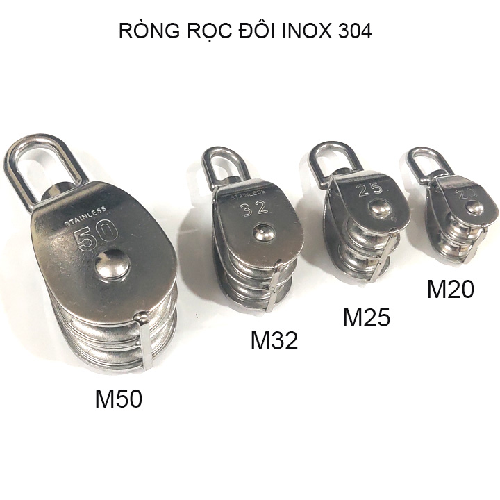 Ròng rọc đôi inox 304 không gỉ, kích thước M20-M25-M32-M50 tùy chọn