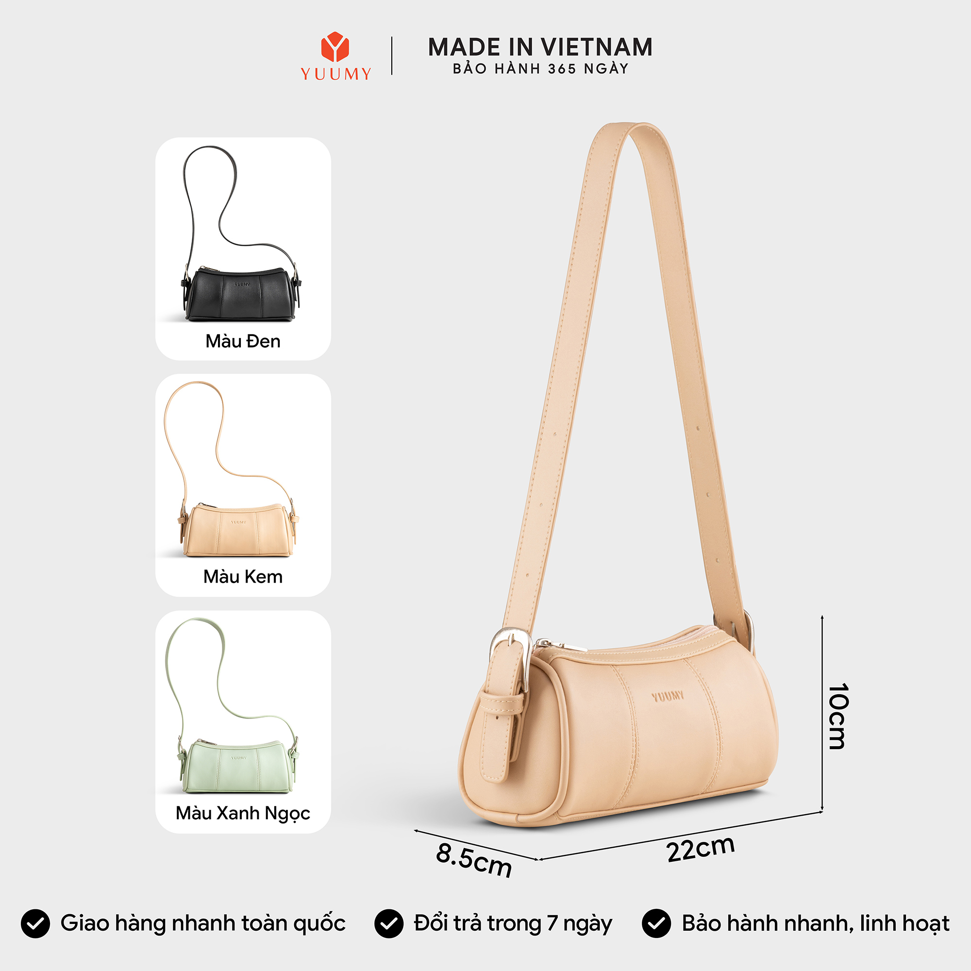 Túi Yuumy ( Thời trang nữ dáng trụ năng động - Túi đeo vai da Seasand YN308 )