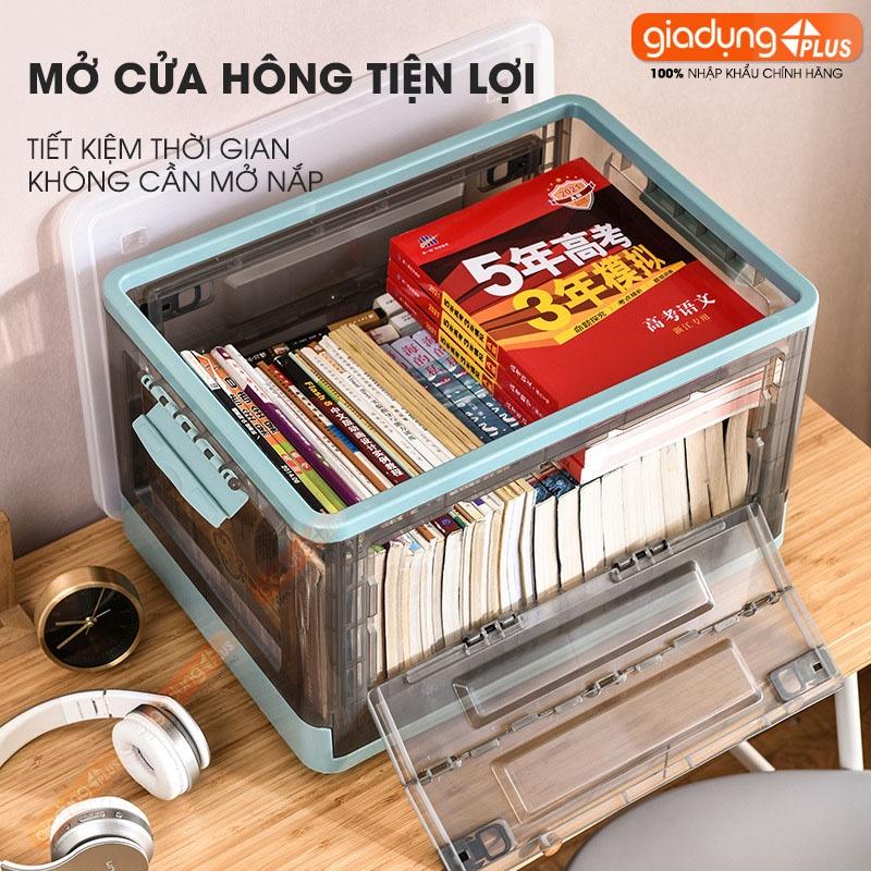 Hộp Đựng Đồ Lớn Bằng Nhựa Trong Suốt, Có Nắp &amp; Bánh Xe Cao Cấp Giúp Đựng Đồ Chơi, Quần Áo, Để Sau Xe Ô tô (50 Lít)