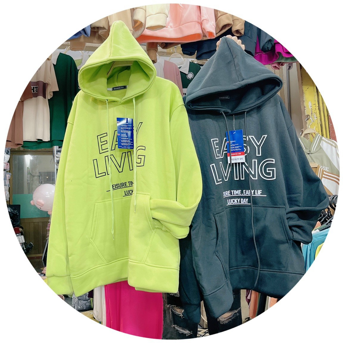 Áo hoodie nỉ ngoại logo easy living form to rộng dưới 90kg, Áo Hoodie EASY LIVING Với 5 Tone Màu Trendy, Áo Hoodie nỉ bông Easy Living unisex nam nữ nhiều màu (Ảnh thật/Có sẵn), Áo hoodie EASY LIVING mũ 2 lớp