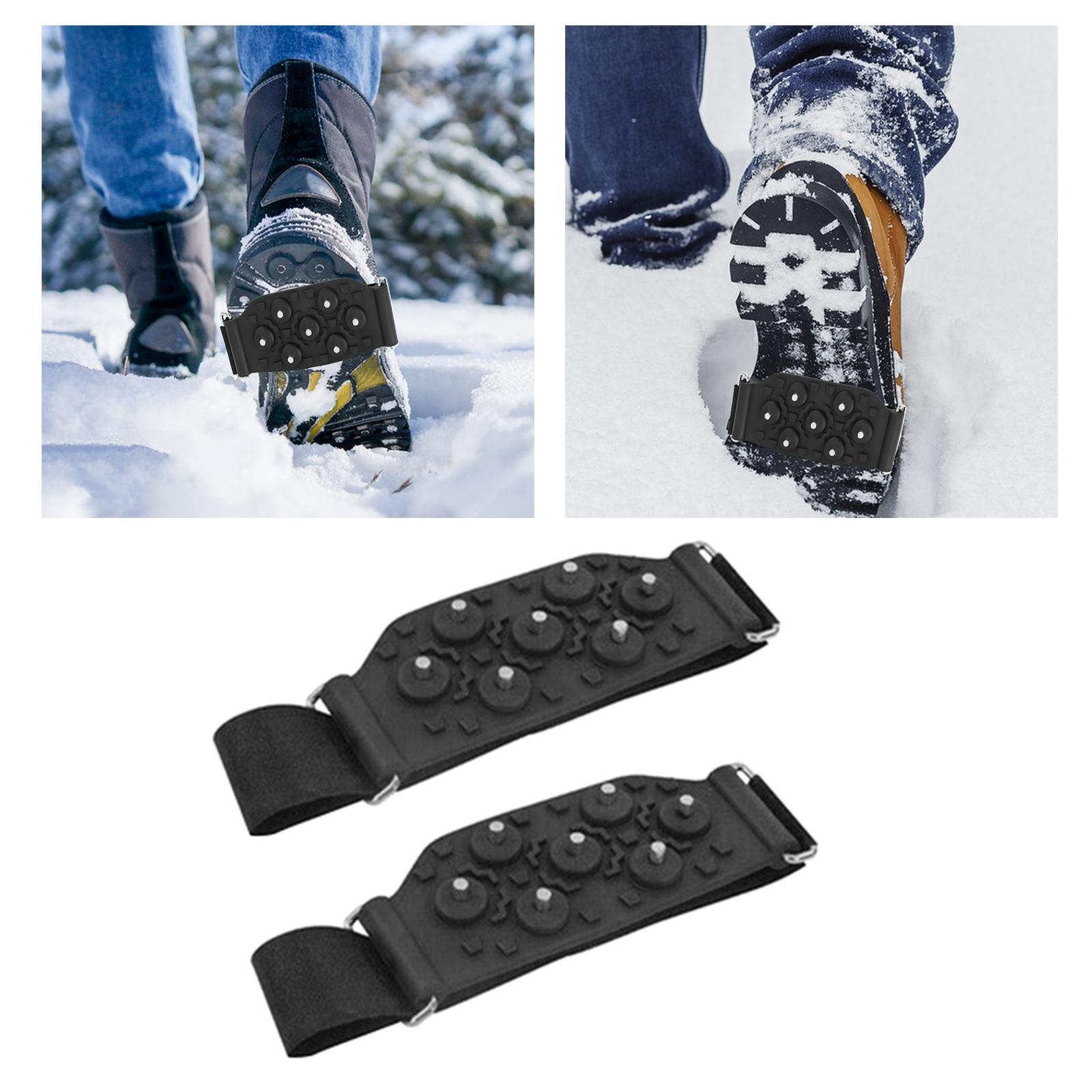 4 Pair Portable Ice Cleats Traction Crampons Shoe Covers for Men, Women