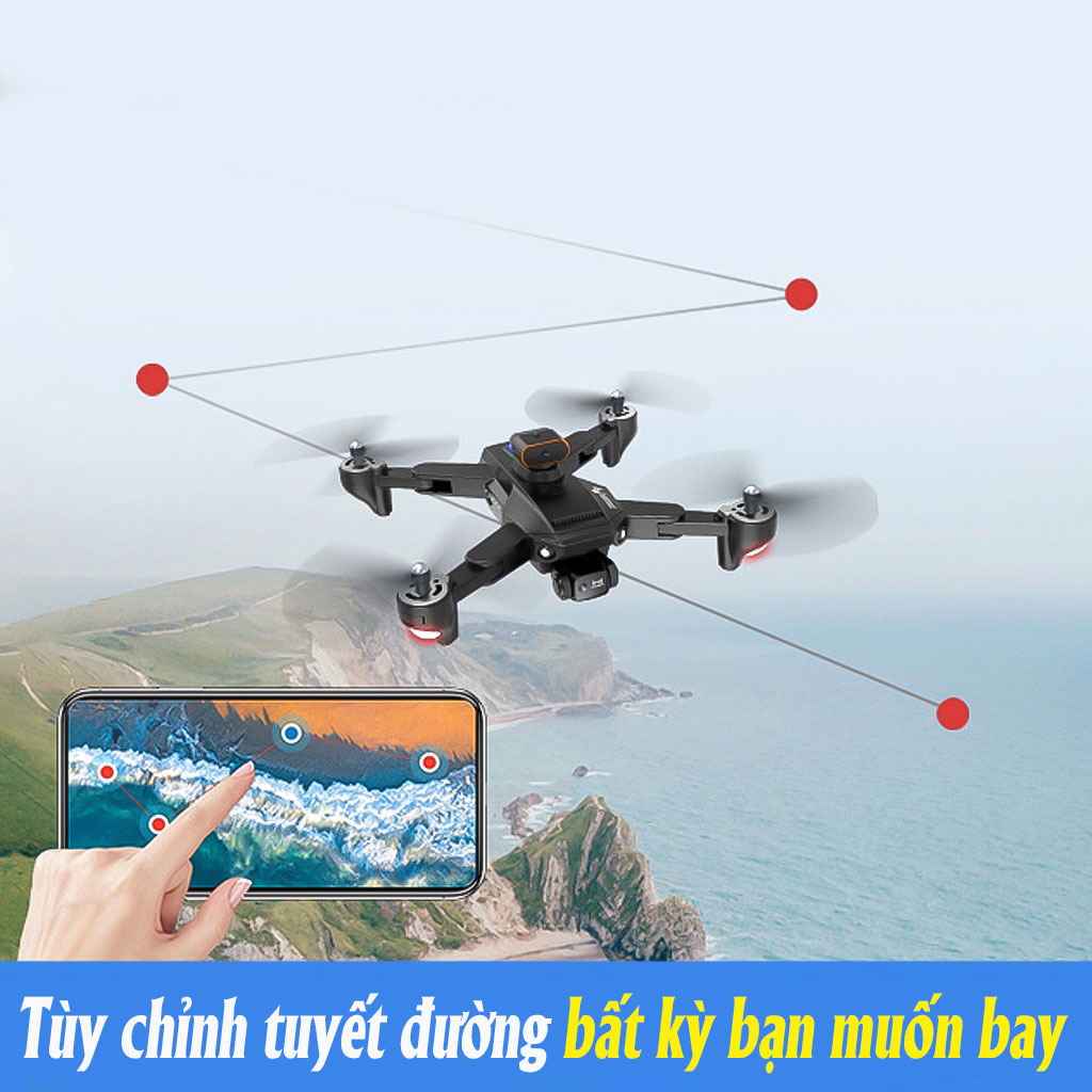 Máy bay flycam P9 pro Camera 4k Có Cảm biến vật cản 4 chiều, tự động tránh vật cản, Truyền hình ảnh trực tiếp về điện thoại, giữ thăng bằng, thời gian bay 25 phút, tầm xa 2000m