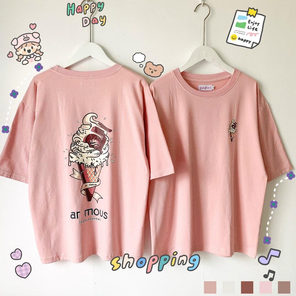 Áo Thun Tay Lỡ Unisex Form Rộng ICE CREAM ar mous
