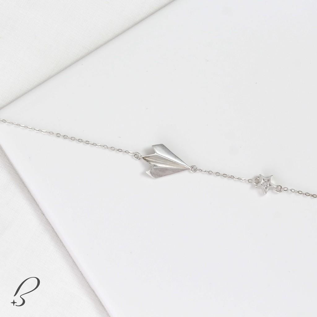 Vòng chân bạc Bling it hình phi cơ BIVT097
