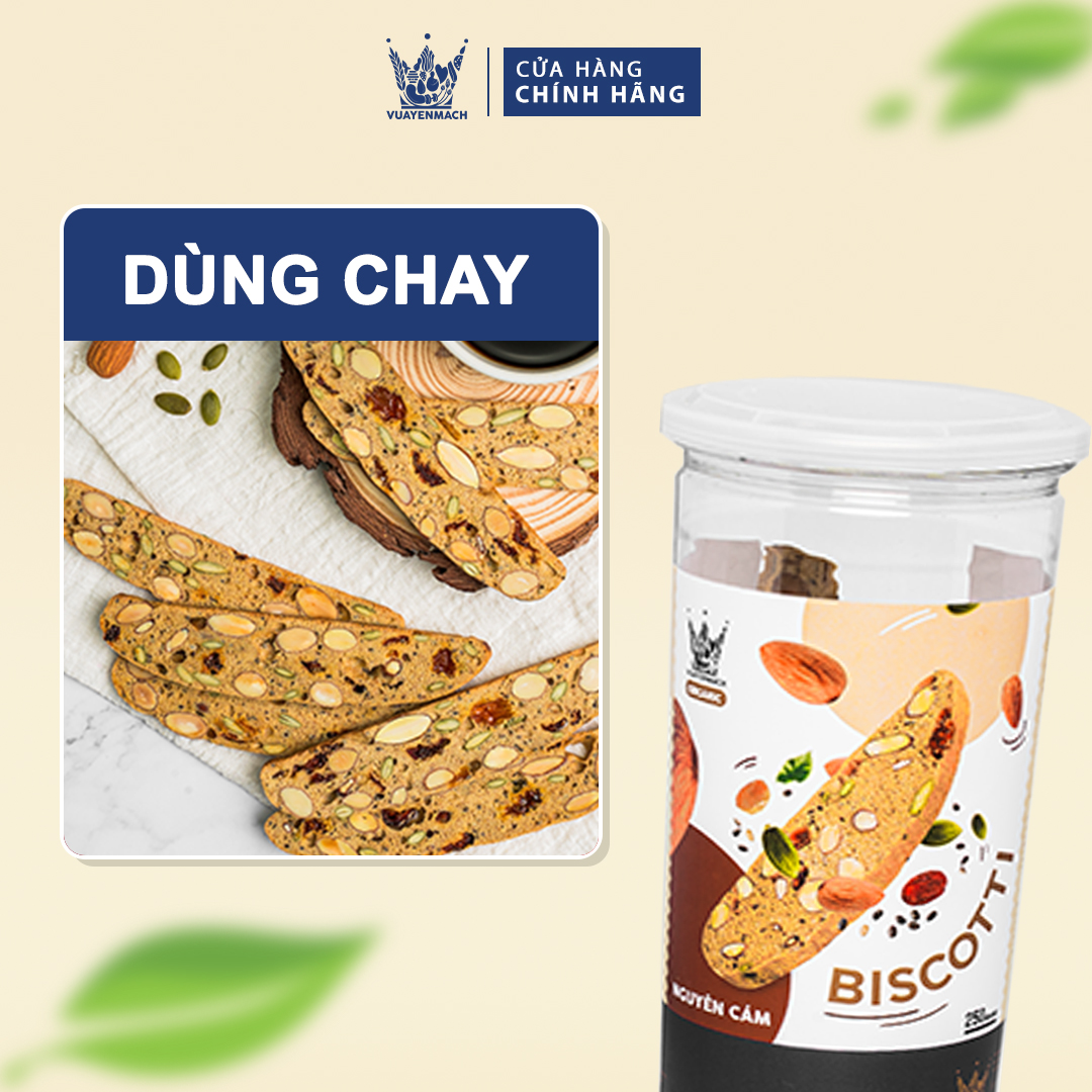 Bánh Biscotti Nguyên Cám 250gr - Bánh Ăn Kiêng Không Đường Vua Yến Mạch