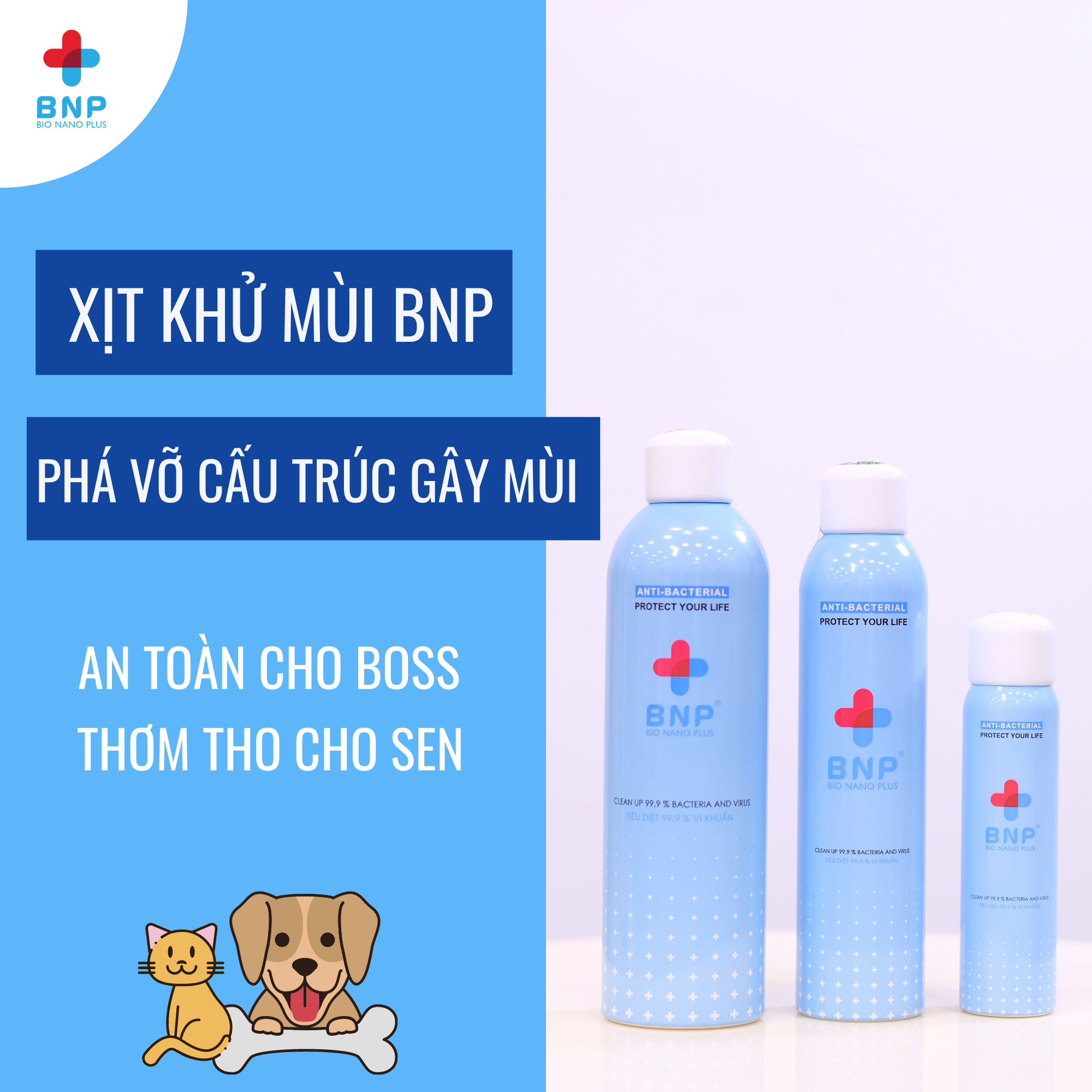 Xịt khử mùi hôi, mùi nước tiểu thú cưng BNP Pet