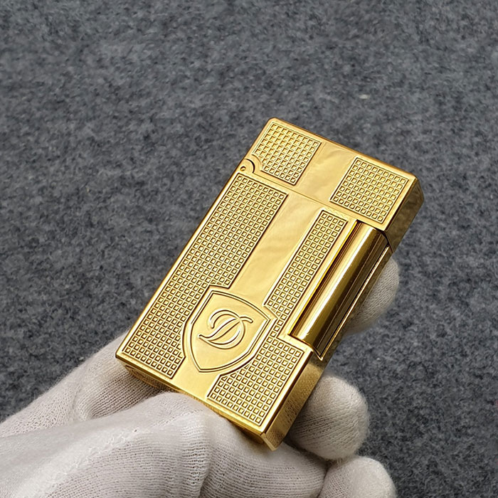 Vỏ Hột Quẹt Bật Lửa Upon Super Ô Vuông Kèm Khiên D144V Màu Vàng - Dùng Gas Đá Cao Cấp