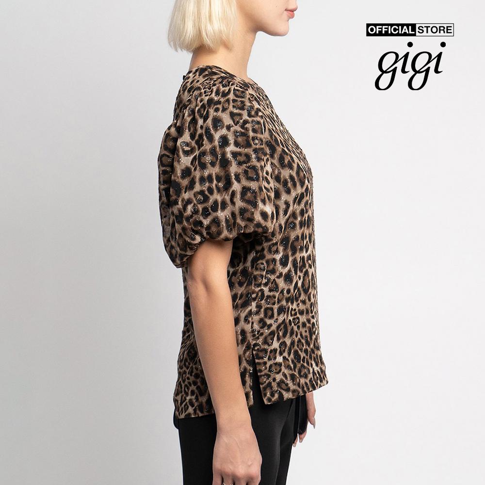 GIGI - Áo kiểu nữ tay phồng họa tiết da báo Ruffle Peplum G1110B211252