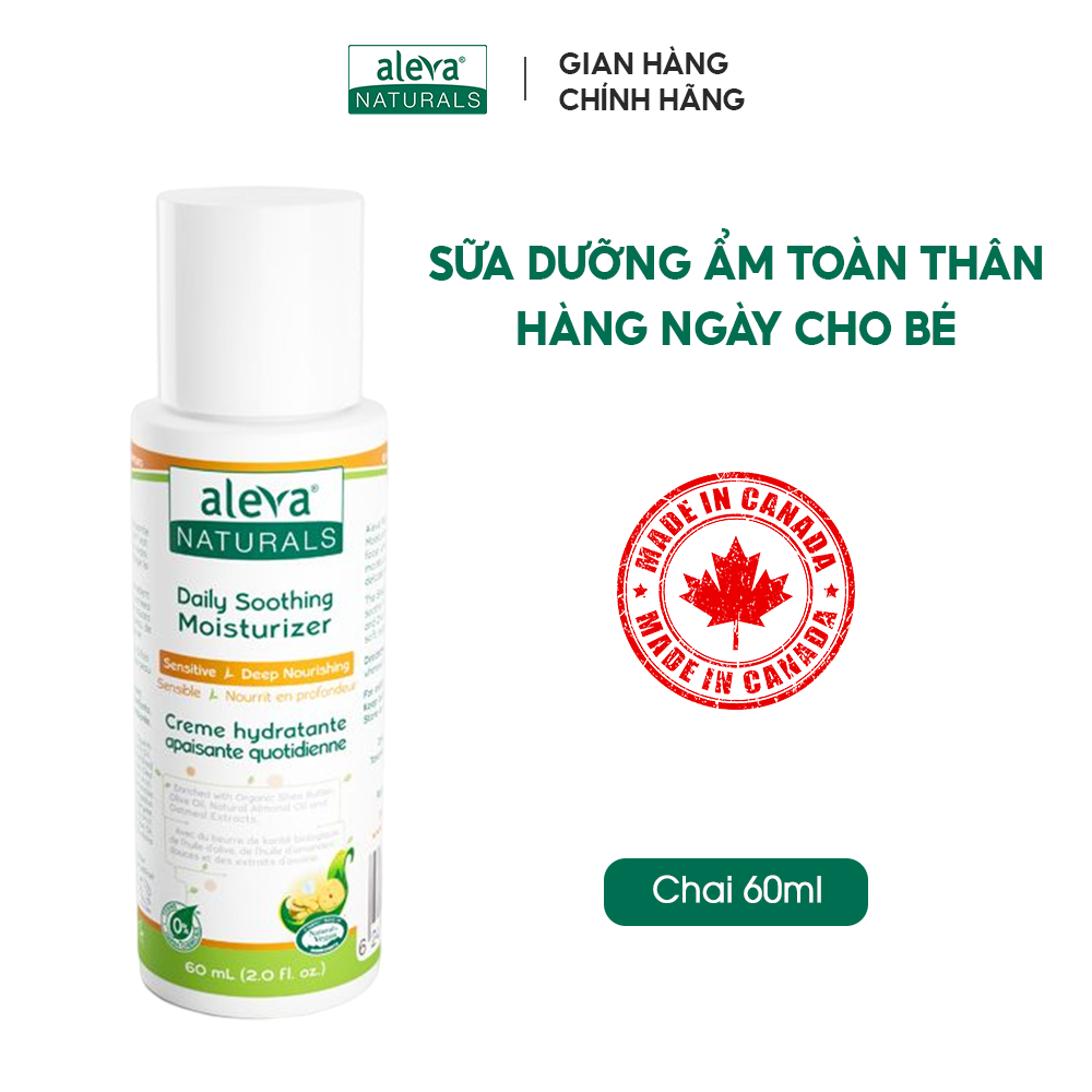 Combo tắm gội, dưỡng ẩm và làm mịn da hàng ngày cho bé Aleva Naturals (size nhỏ)