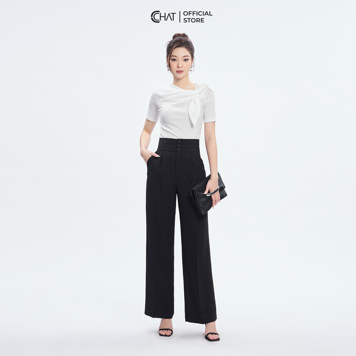 Quần Ống Rộng Kiểu Bản Cạp To 3 Cúc Chất Tuytsi Cao Cấp 53QDS2010ST