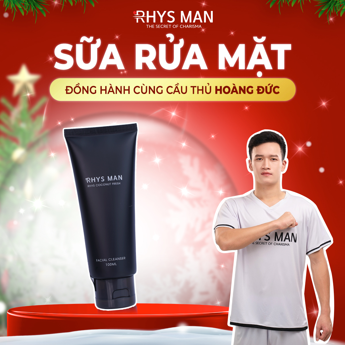 Sữa rửa mặt nam RHYS MAN hương dừa thơm mát Rhys Coconut Fresh 100ml- Hàng chính hãng