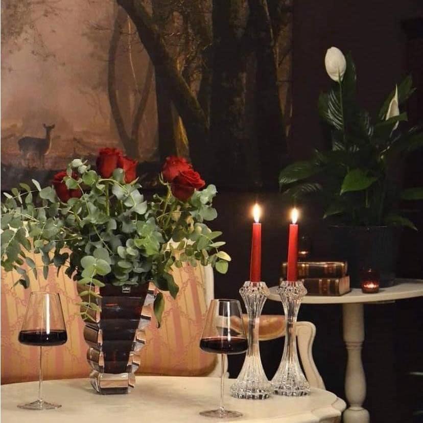 Chân Nến Pha Lê Cao Cấp Rogaska Crown Jewel, Cây Đèn Nến Trang Trí Bàn Tiệc Cao 25cm, Nhập Đức