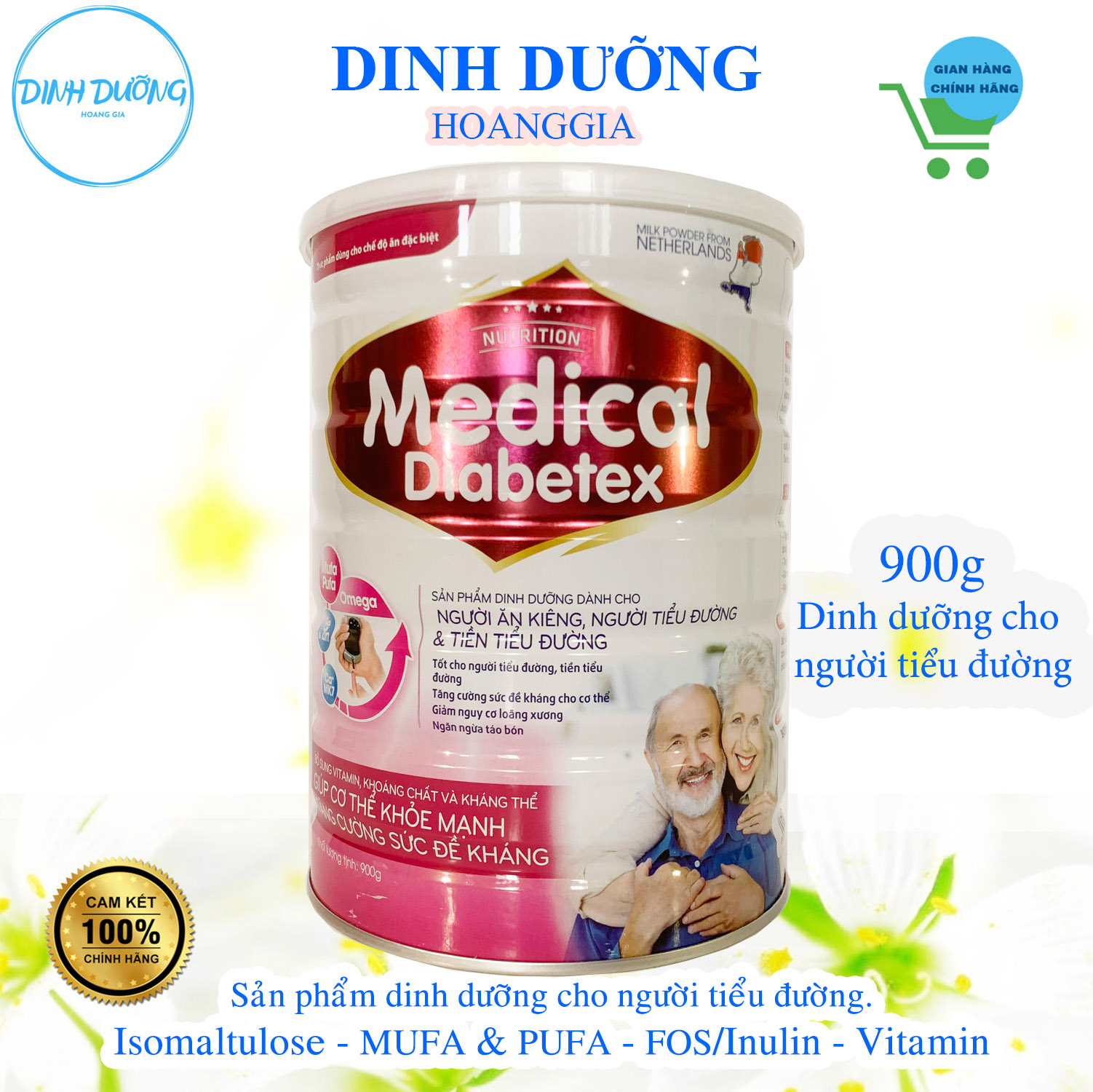 Sữa bột Medical Diabetex - VietNam24h - Dinh dưỡng cho người tiểu đường - 900gr