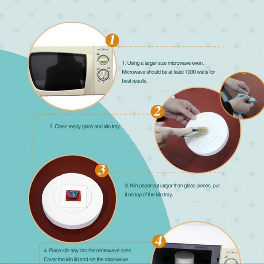 7-Set Microwave Kiln &amp; Stained Fusing Glass &amp; Ceramic Fiber Kiln Paper Tool